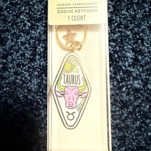 Expressions Taurus Keychain with Pink and Yellow Design